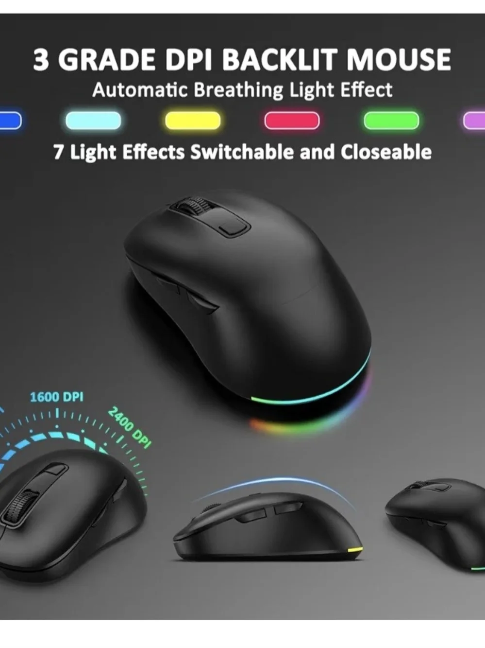 RGB Backlit Wireless Keyboard and Mouse Combo - Black